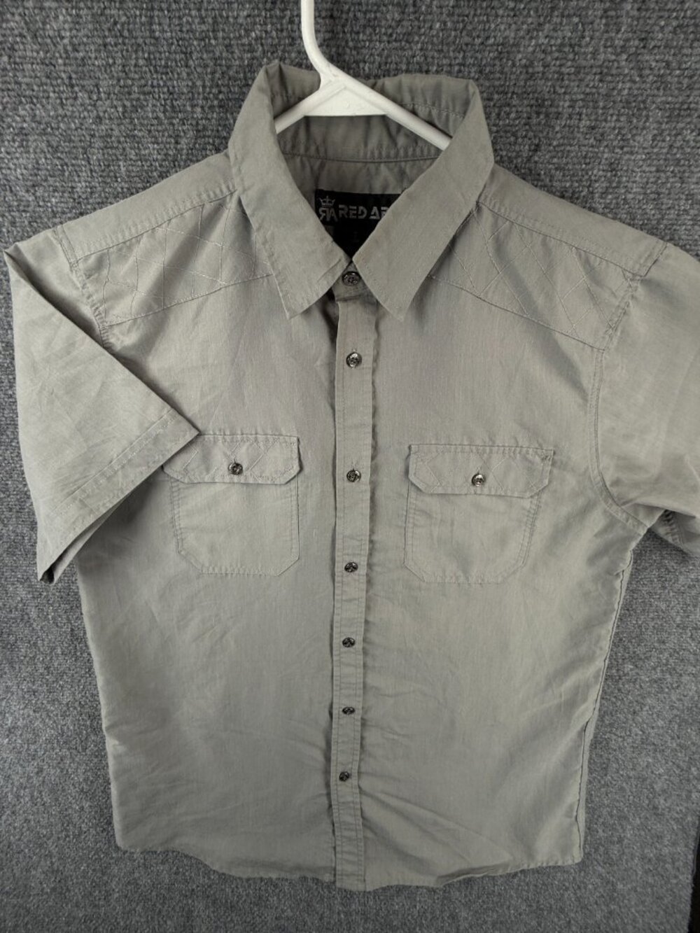 Red Ape Urban Wear Gray Button Up Short Sleeve Shirt Men Size Large Cotton Blend